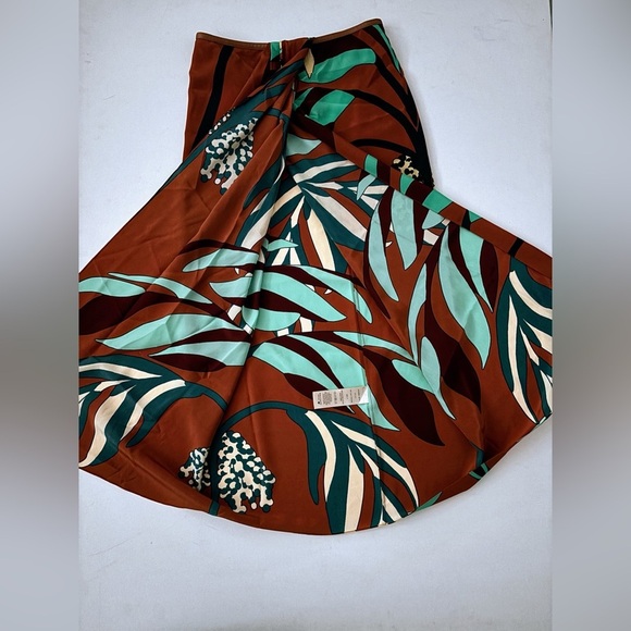 Johanna Ortiz CAPTIVATING STYLE SILK MIDI SKIRT IN RUST & TURQUOISE SZ 0 - Picture 11 of 14